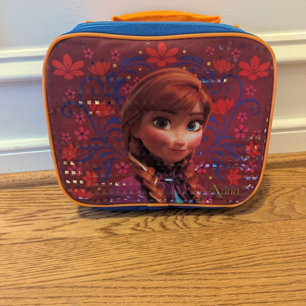 Disney FROZEN Insulated Lunch Box Zip, Anna Blue Orange School Collectible